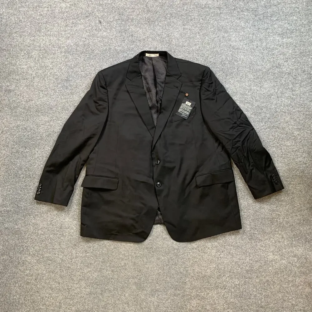 Joseph Abboud Blazer Men 48 Black Wool Single Breasted Two-Button Notch Made USA